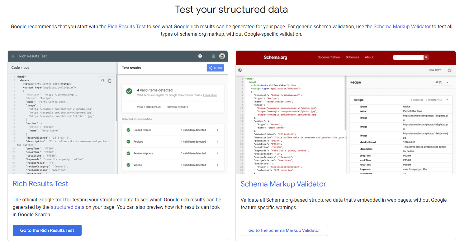 Google's (Schema Markup) Structured Data Testing Tool